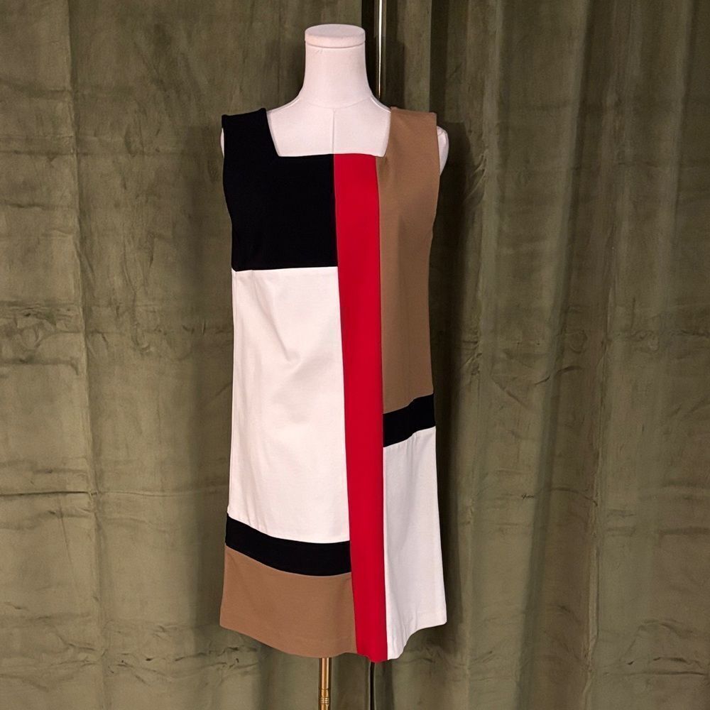 Diane Von Furstenberg Red and Tan Colorblock Mini Dress, US10